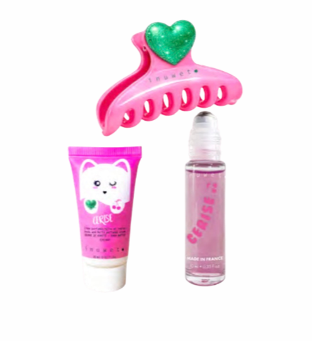 BIENTÔT DISPONIBLE - Trousse Poppy - PARFUM & CRÈME MAINS CERISE & BARRETTE