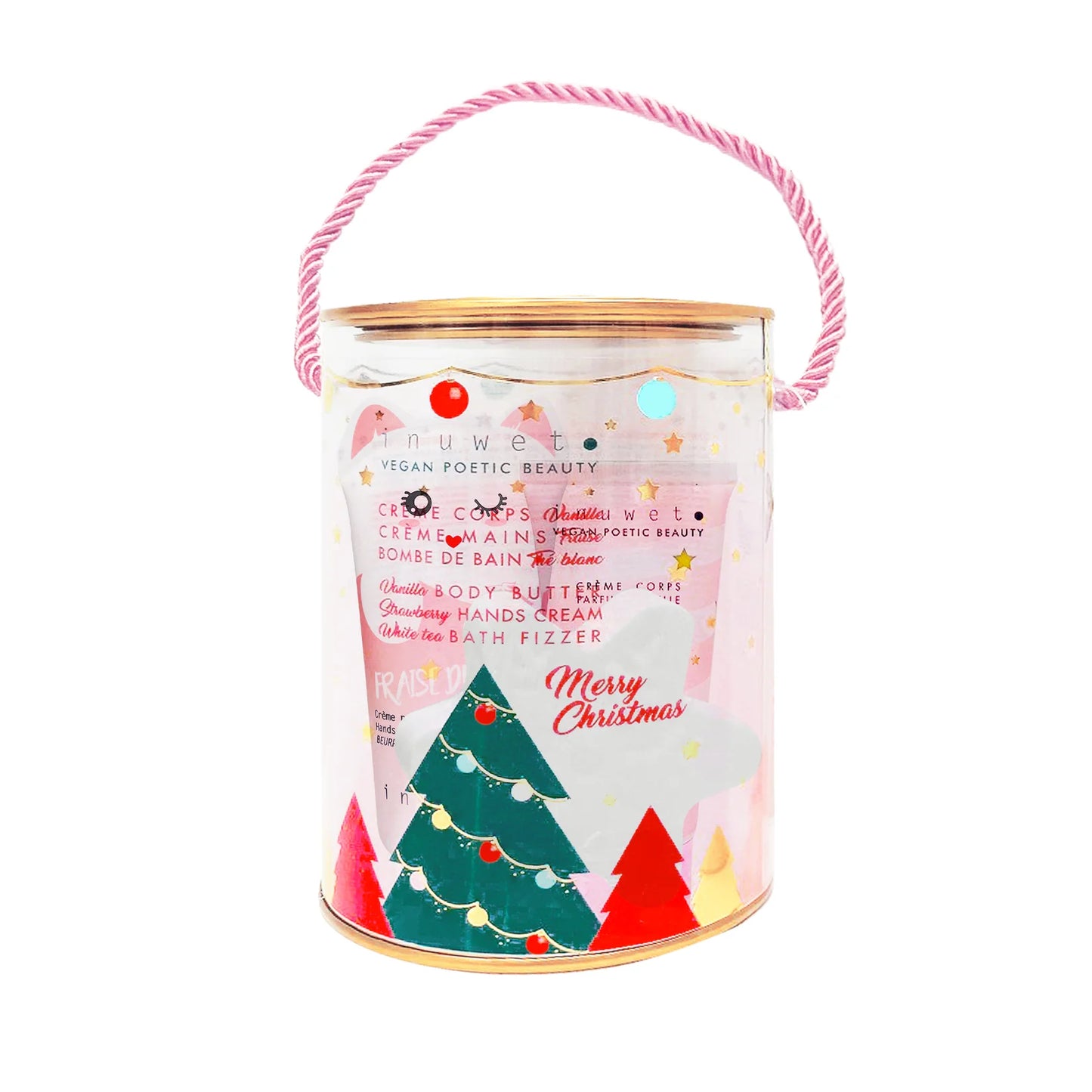 Coffret flocon de neige - BOMBE DE BAIN, CRÈME À MAINS FRAISE & LAIT CORPS